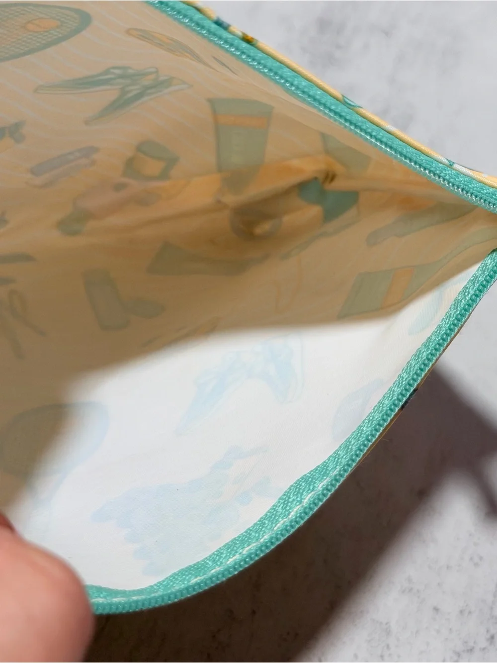 CLINIQUE Yellow & Teal Tennis Graphic Cosmetic Pouch